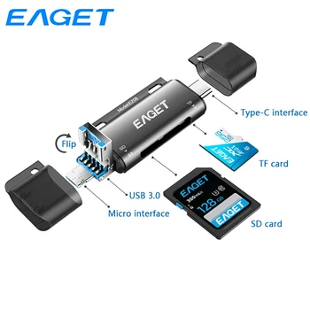 Eaget SD Kortelių Skaitytuvas USB C Card Reader 5 In 1 USB 3.0 TF/Mirco SD Atminties Kortelių Skaitytuvą, C Tipo OTG Flash Drive, Cardreader Adapteris