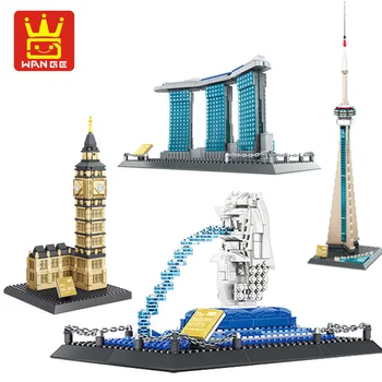 Deimantų Blokai Garsaus Architektūros Singapūras Merlion Statula Modelis Marina Bay Sands 
