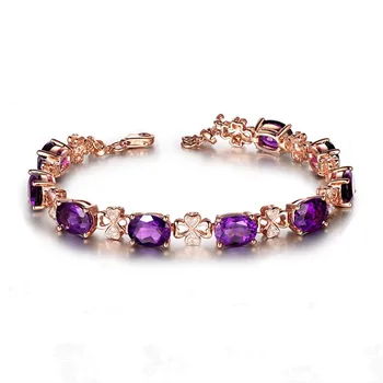 Ametistas brangakmenių, grandinės, apyrankės moterims rose aukso spalvos s925 violetinė crystal bauda deimantų papuošalai bijoux gimtadienio dovanos
