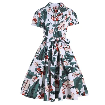 50s, Rockabilly Moterų Suknelės, Vasaros Britų Pasukite Žemyn Apykaklės Mygtuką Priekyje Pledas Kratinys Sūpynės Pinup Atsitiktinis Suknelės Su Diržu