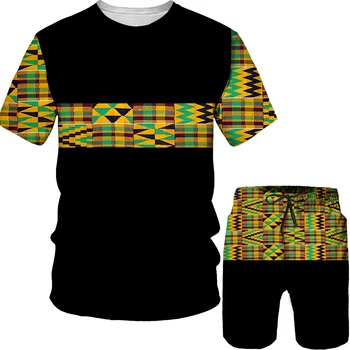 Juokinga 3D Spausdinimo Afrikos Dashiki Vyrų Marškinėliai Šortai vyriški Tracksuit Folk-custom Komplektus Unisex Tees/Shorts/Kostiumas Moteris Vyrai Drabužiai