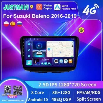 JUSTNAVI Android 10.0 GPS Automobilio Radijas Stereo Suzuki Baleno 2016-2019 Multimedia Player 
