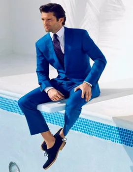 Naujas 2023 Vėliau kaip Kailis Ziajać Dizaino Royal mėlynas Kostiumas Užsakymą Jaunikis Švarkas Vyrams Kostiumai Slim Fit Terno(Striukė+Kelnės)