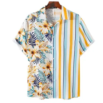 2022 Havajų vyriški Marškiniai 3D Atspausdintas Atogrąžų Trumpas Rankovės Vyrų Marškinėliai Negabaritinių Tees Marškinėliai Vyrams Drabužius Paplūdimio Camisa Masculina