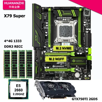 HUANANZHI X79 Super Plokštė Nustatyti Vaizdo plokštė GTX750Ti 2G Xeon CPU E5 2660 SR0KK Didelis Markės RAM 16G RECC Pirkti Kompiuterį Geriausi Combo