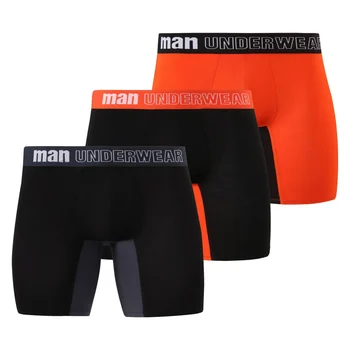 3Pcs vyriški Bambuko Pluošto Pailginti Boxer Kelnaitės Mid-Rise 3D U-Iškilūs Kvėpuojantis Boyshorts Laisvalaikio Sportinės Kelnės