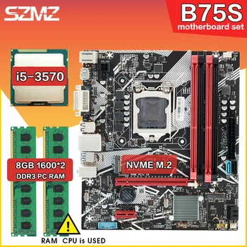 B75 Žaidimų PC motininę Plokštę Lga 1155 Rinkinys i5 3570 CPU 2*8=16 GB DDR3 RAM USB3.0 SATA3.0 Placa Mae Bazės 1155 Žaidėjus Surinkimo Rinkinys