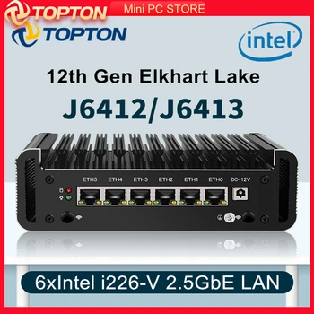 6x Intel i226-V 2.5 G 12 Gen Intel Celeron J6413 J6412 Firewall Router Minkštas Router-VPN Serverio OPNsense ESXi Ventiliatoriaus Mini PC